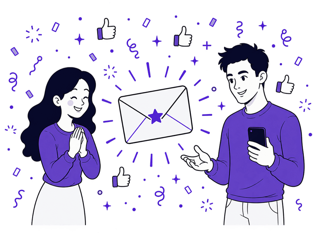 An invitation link being shared, and credit arriving in return